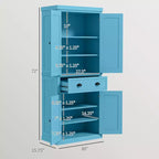 Dispensa/Mobile Contenitore 72" Nero/Blu, 4 Ante, Cassetto Centrale, Ripiani Regolabili