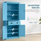 Dispensa/Mobile Contenitore 72" Nero/Blu, 4 Ante, Cassetto Centrale, Ripiani Regolabili
