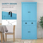 Dispensa/Mobile Contenitore 72" Nero/Blu, 4 Ante, Cassetto Centrale, Ripiani Regolabili