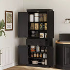 Dispensa/Mobile Contenitore 72" Nero/Blu, 4 Ante, Cassetto Centrale, Ripiani Regolabili