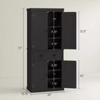 Dispensa/Mobile Contenitore 72" Nero/Blu, 4 Ante, Cassetto Centrale, Ripiani Regolabili