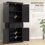 Dispensa/Mobile Contenitore 72" Nero/Blu, 4 Ante, Cassetto Centrale, Ripiani Regolabili