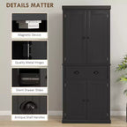 Dispensa/Mobile Contenitore 72" Nero/Blu, 4 Ante, Cassetto Centrale, Ripiani Regolabili