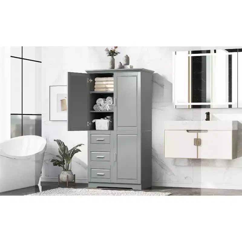 Armadio alto bianco/nero/grigio – 2 ante e 3 cassetti, montaggio a 1 persona