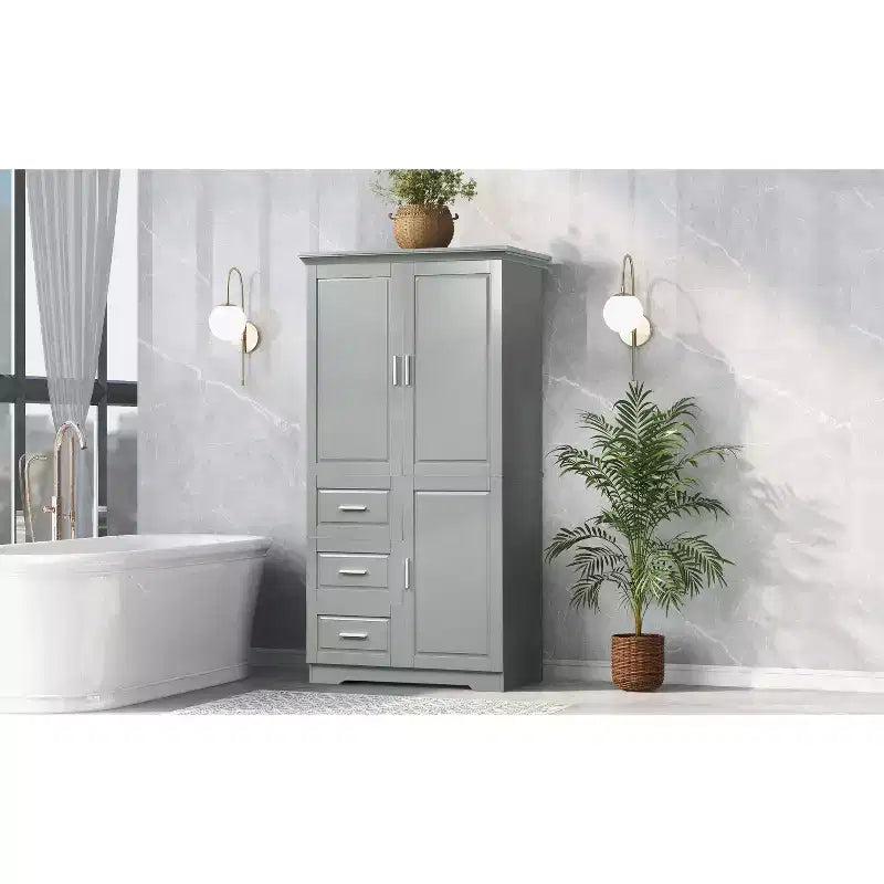 Armadio alto bianco/nero/grigio – 2 ante e 3 cassetti, montaggio a 1 persona
