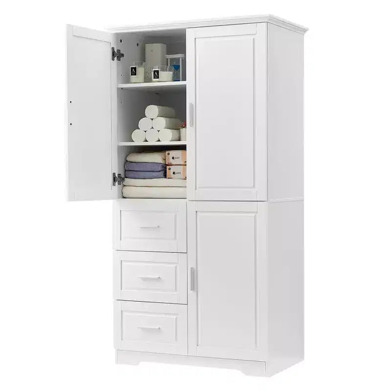Armadio alto bianco/nero/grigio – 2 ante e 3 cassetti, montaggio a 1 persona