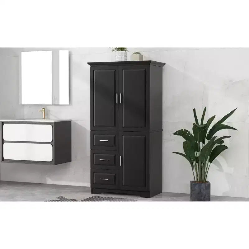 Armadio alto bianco/nero/grigio – 2 ante e 3 cassetti, montaggio a 1 persona
