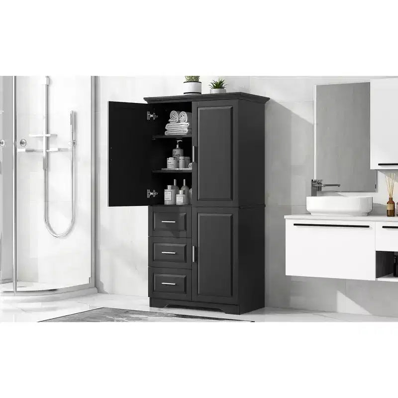 Armadio alto bianco/nero/grigio – 2 ante e 3 cassetti, montaggio a 1 persona