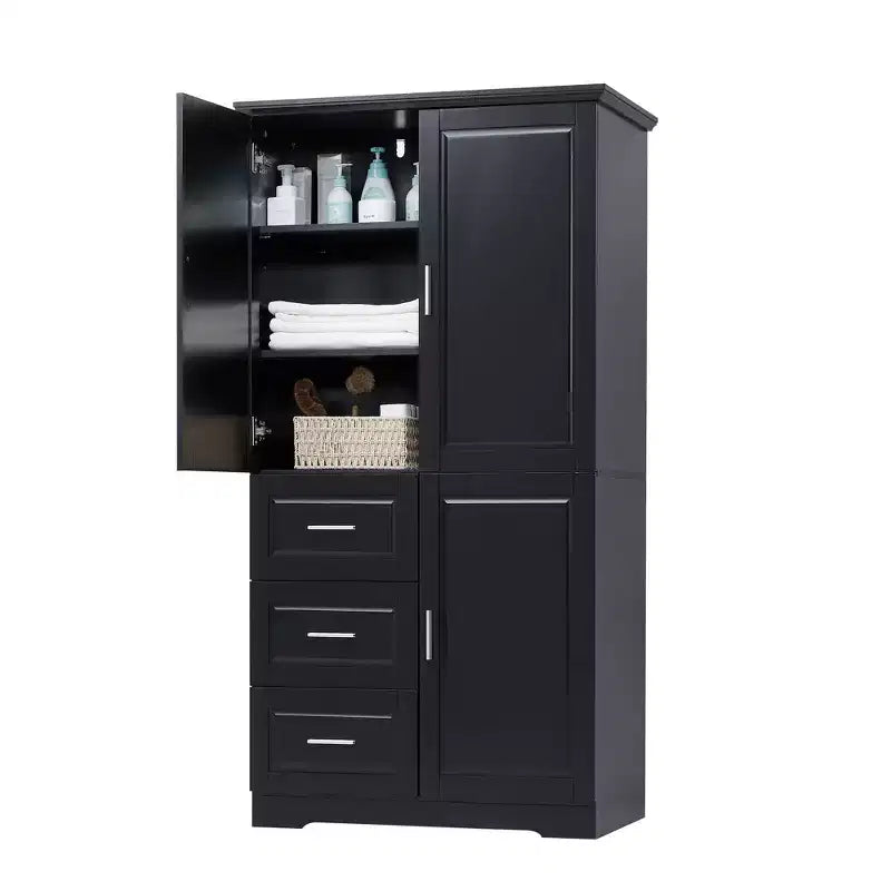 Armadio alto bianco/nero/grigio – 2 ante e 3 cassetti, montaggio a 1 persona
