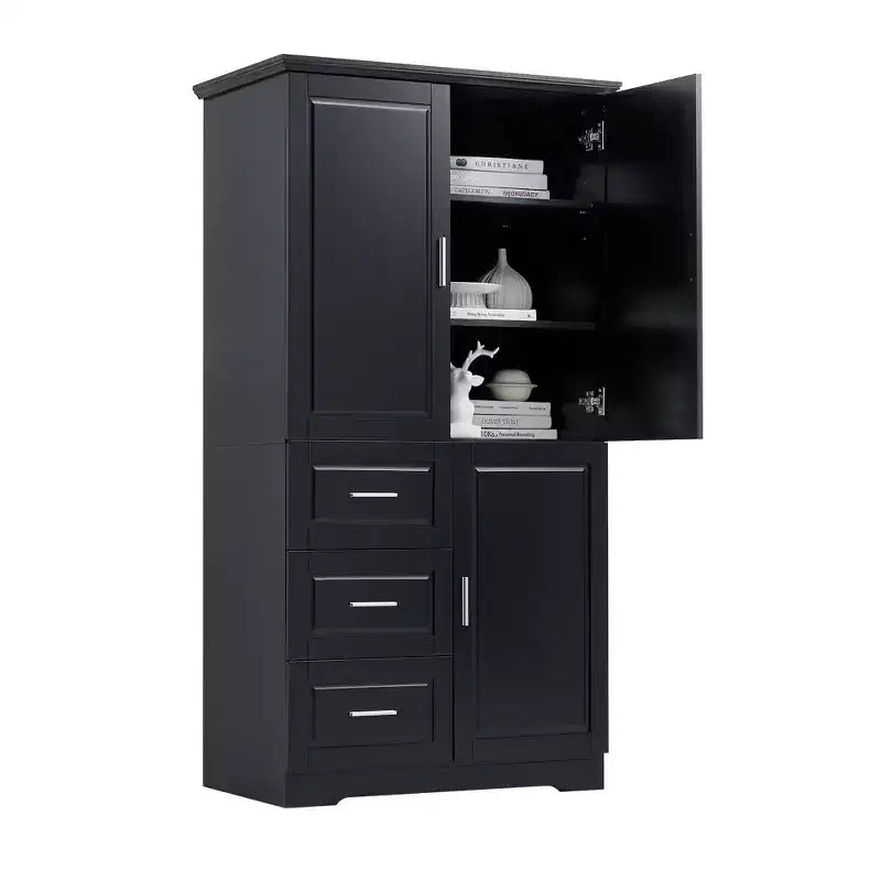 Armadio alto bianco/nero/grigio – 2 ante e 3 cassetti, montaggio a 1 persona