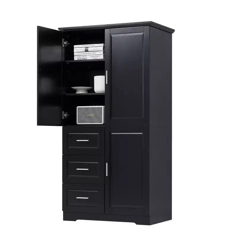Armadio alto bianco/nero/grigio – 2 ante e 3 cassetti, montaggio a 1 persona