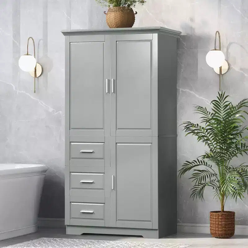 Armadio alto bianco/nero/grigio – 2 ante e 3 cassetti, montaggio a 1 persona
