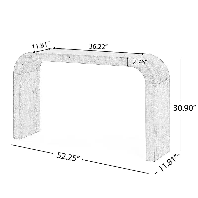 Consolle ad arco minimalista Nera/Grigia/Naturale, Tavolino d'ingresso monopezzo