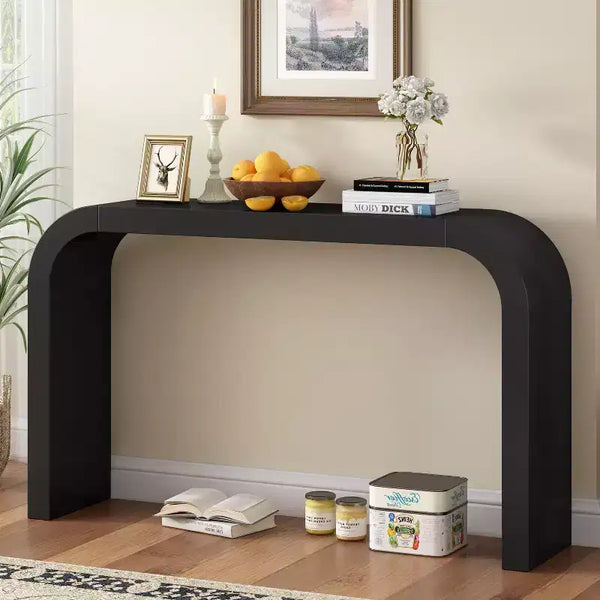 Consolle ad arco minimalista Nera/Grigia/Naturale, Tavolino d'ingresso monopezzo