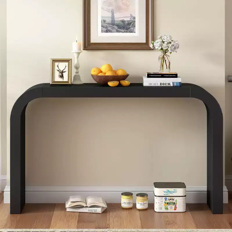 Okak Minimalist Console Table with Arched Corner, Entryway Table with Thick Tabletop and Legs, Accent Table for Entryway, Living Room