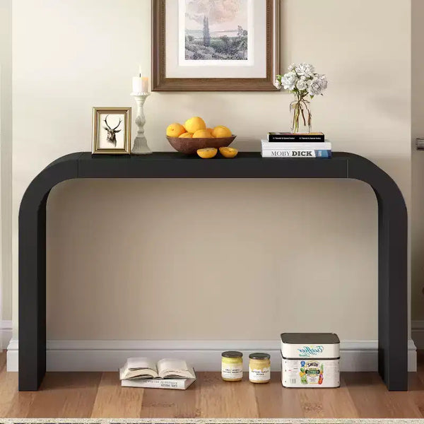 Okak Minimalist Console Table with Arched Corner, Entryway Table with Thick Tabletop and Legs, Accent Table for Entryway, Living Room