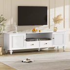 Mobile TV bianco lucido per TV fino a 80", stile moderno con 2 cassetti e 2 armadietti