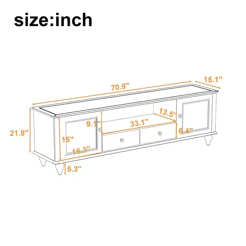 Mobile TV bianco lucido per TV fino a 80", stile moderno con 2 cassetti e 2 armadietti