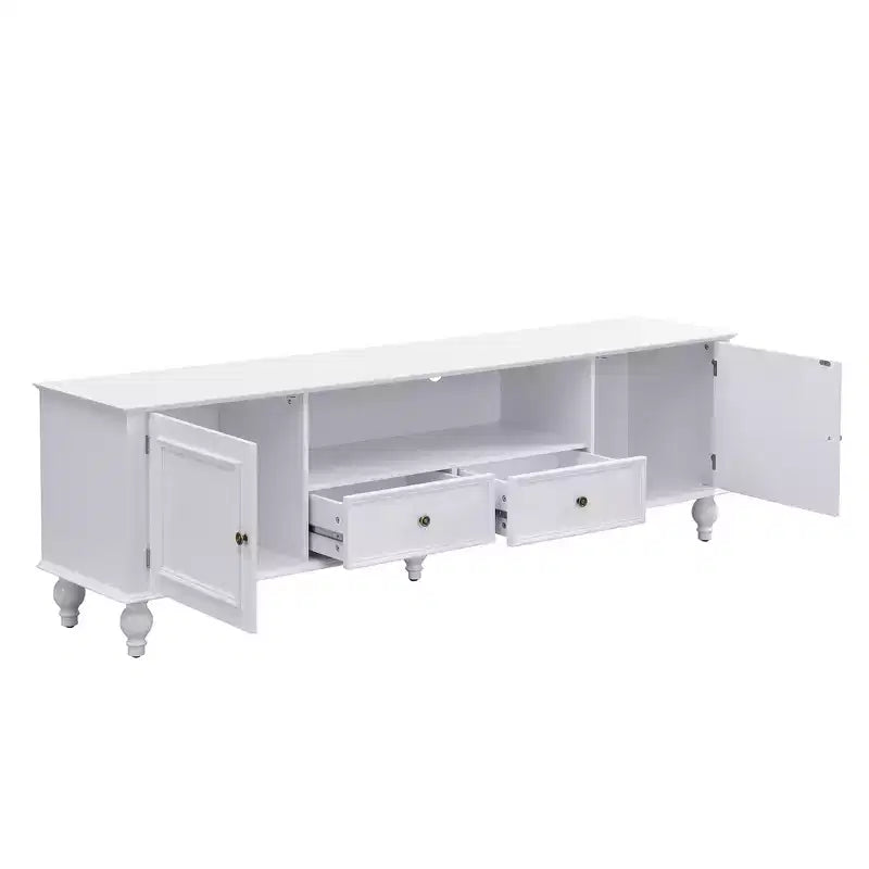 Mobile TV bianco lucido per TV fino a 80", stile moderno con 2 cassetti e 2 armadietti