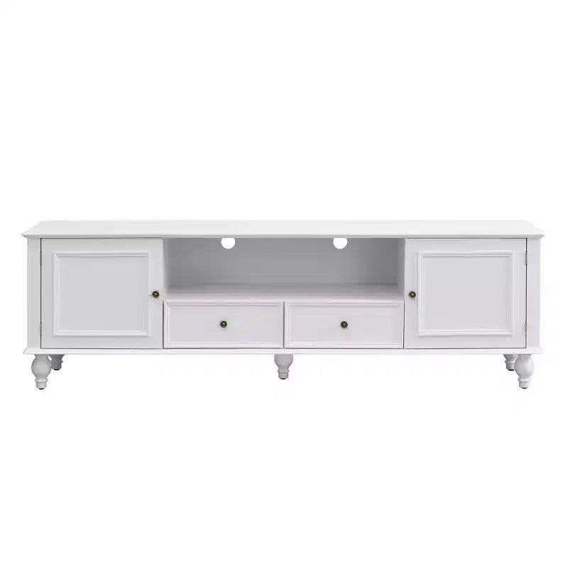 Mobile TV bianco lucido per TV fino a 80", stile moderno con 2 cassetti e 2 armadietti