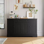 Credenza a buffet in legno naturale con cassetto e 4 ante, montaggio da una sola persona