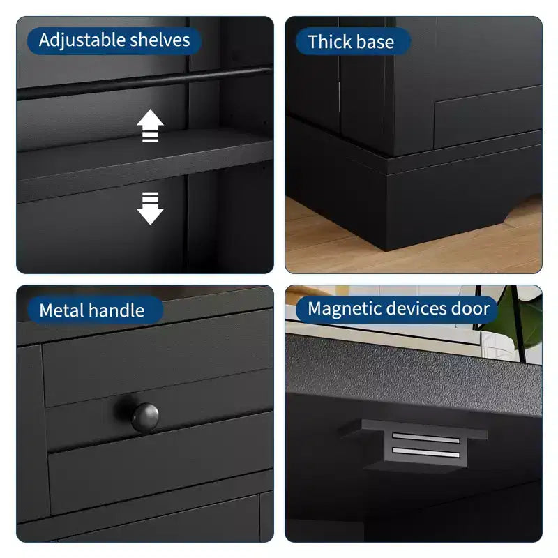Credenza a buffet in legno naturale con cassetto e 4 ante, montaggio da una sola persona