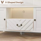 Mobile TV a V Marrone/Bianco con Luci LED | 2 Ante e 1 Cassetto | 1 Posto TV