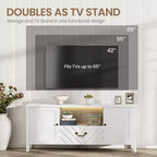 Mobile TV a V Marrone/Bianco con Luci LED | 2 Ante e 1 Cassetto | 1 Posto TV