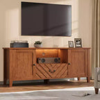Mobile TV a V Marrone/Bianco con Luci LED | 2 Ante e 1 Cassetto | 1 Posto TV