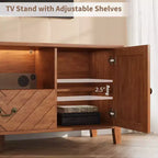 Mobile TV a V Marrone/Bianco con Luci LED | 2 Ante e 1 Cassetto | 1 Posto TV