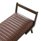 Panca imbottita in ciniglia/PU beige/cognac, stile Mid-Century, 2-3 posti a sedere