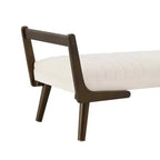 Panca imbottita in ciniglia/PU beige/cognac, stile Mid-Century, 2-3 posti a sedere