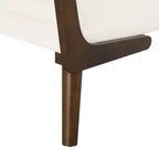 Panca imbottita in ciniglia/PU beige/cognac, stile Mid-Century, 2-3 posti a sedere
