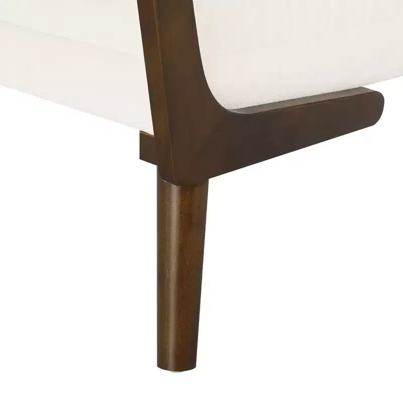 Panca imbottita in ciniglia/PU beige/cognac, stile Mid-Century, 2-3 posti a sedere