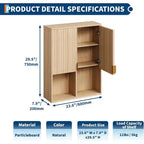Pensile scanalato color legno, anta singola, per 1 persona (60 cm L × 75,5 cm H)
