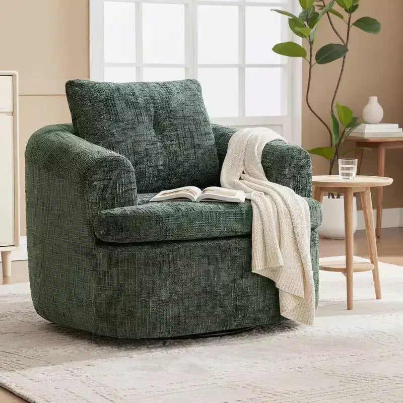 Poltrona girevole a barilotto con schienale trapuntato, seduta singola – Beige+Marrone / Marrone / Verde / Rosa