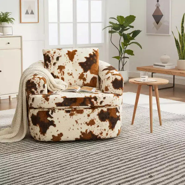 Poltrona girevole a barilotto con schienale trapuntato, seduta singola – Beige+Marrone / Marrone / Verde / Rosa