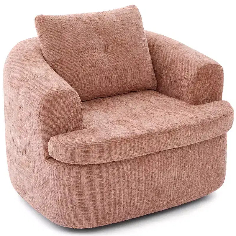 Poltrona girevole a barilotto con schienale trapuntato, seduta singola – Beige+Marrone / Marrone / Verde / Rosa