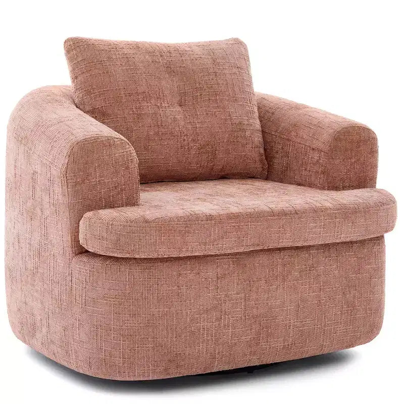 Poltrona girevole a barilotto con schienale trapuntato, seduta singola – Beige+Marrone / Marrone / Verde / Rosa