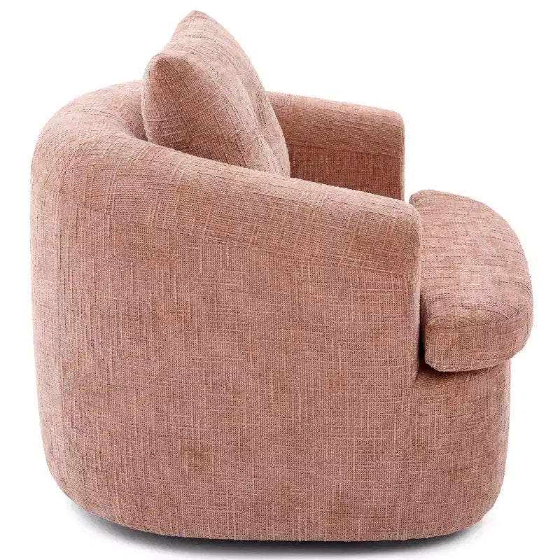 Poltrona girevole a barilotto con schienale trapuntato, seduta singola – Beige+Marrone / Marrone / Verde / Rosa