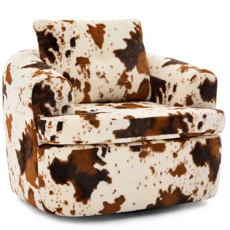 Poltrona girevole a barilotto con schienale trapuntato, seduta singola – Beige+Marrone / Marrone / Verde / Rosa