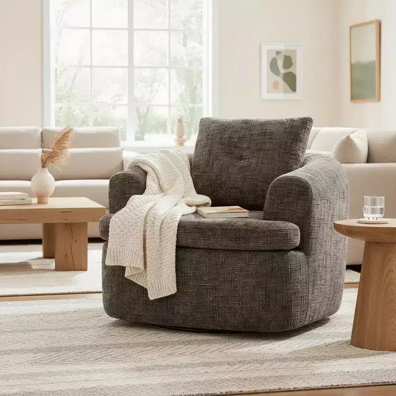 Poltrona girevole a barilotto con schienale trapuntato, seduta singola – Beige+Marrone / Marrone / Verde / Rosa