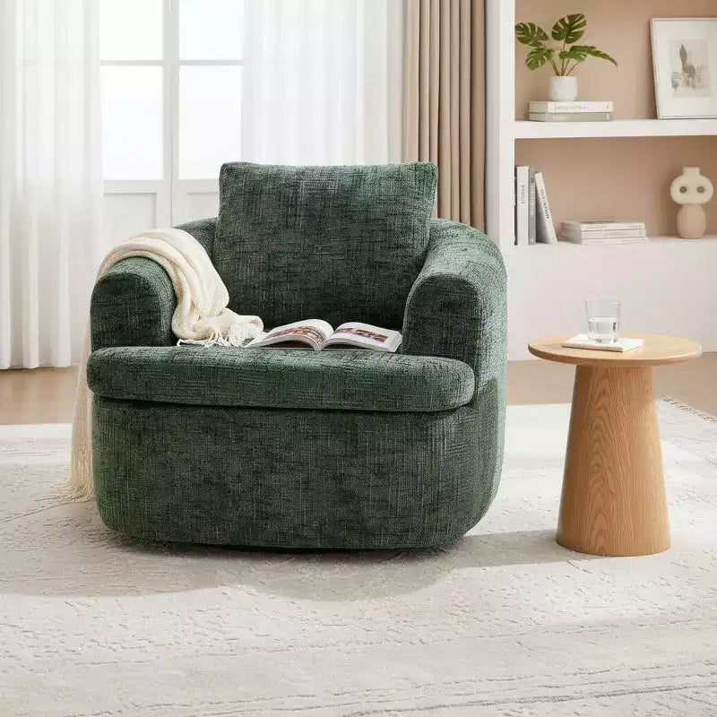 Poltrona girevole a barilotto con schienale trapuntato, seduta singola – Beige+Marrone / Marrone / Verde / Rosa