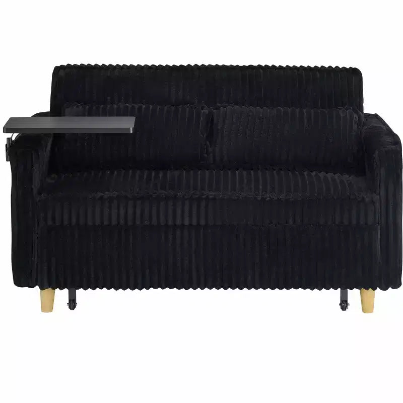 Divano letto a due posti in velluto a coste beige