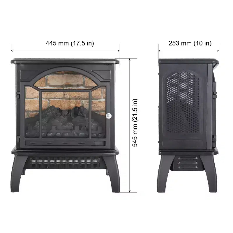 Caminetto elettrico nero autoportante, monouso, 18"