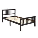 Letto a piattaforma singolo in legno naturale con testiera e pediera – Singolo