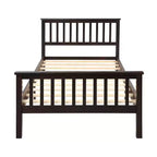 Letto a piattaforma singolo in legno naturale con testiera e pediera – Singolo