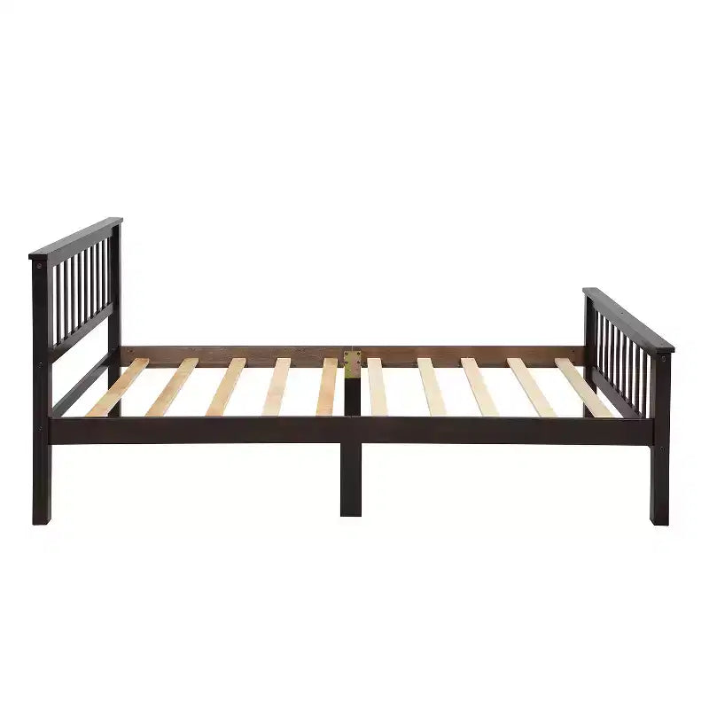 Letto a piattaforma singolo in legno naturale con testiera e pediera – Singolo