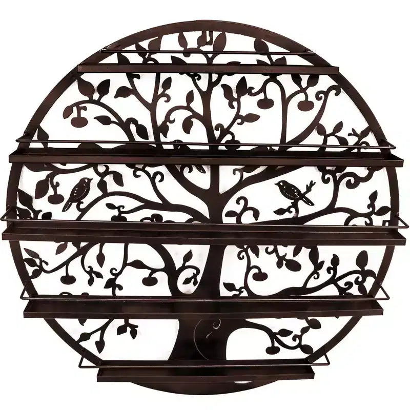 Espositore per smalti a muro a 5 ripiani, nero/bronzo, silhouette ad albero, capacità 70 bottiglie, 1-2 utenti