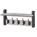 Mensola da parete galleggiante da 16" con 5 ganci doppi – Nero / Nero e bianco / Marrone / Grigio / Acero / Bianco, Montaggio singolo